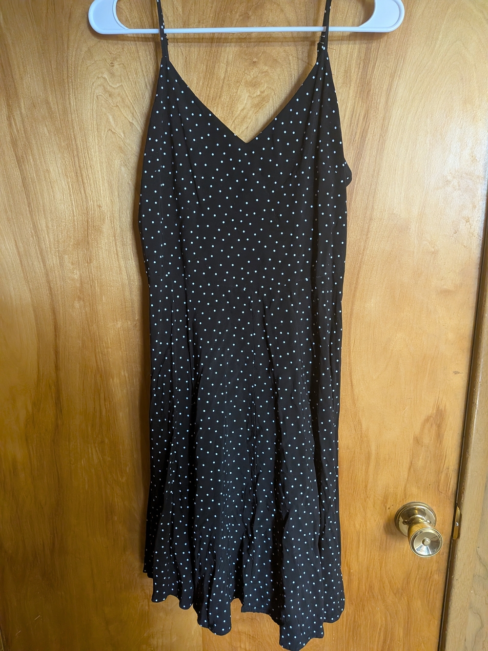 GAP Black Midi Slip Dress with White Polka Dots